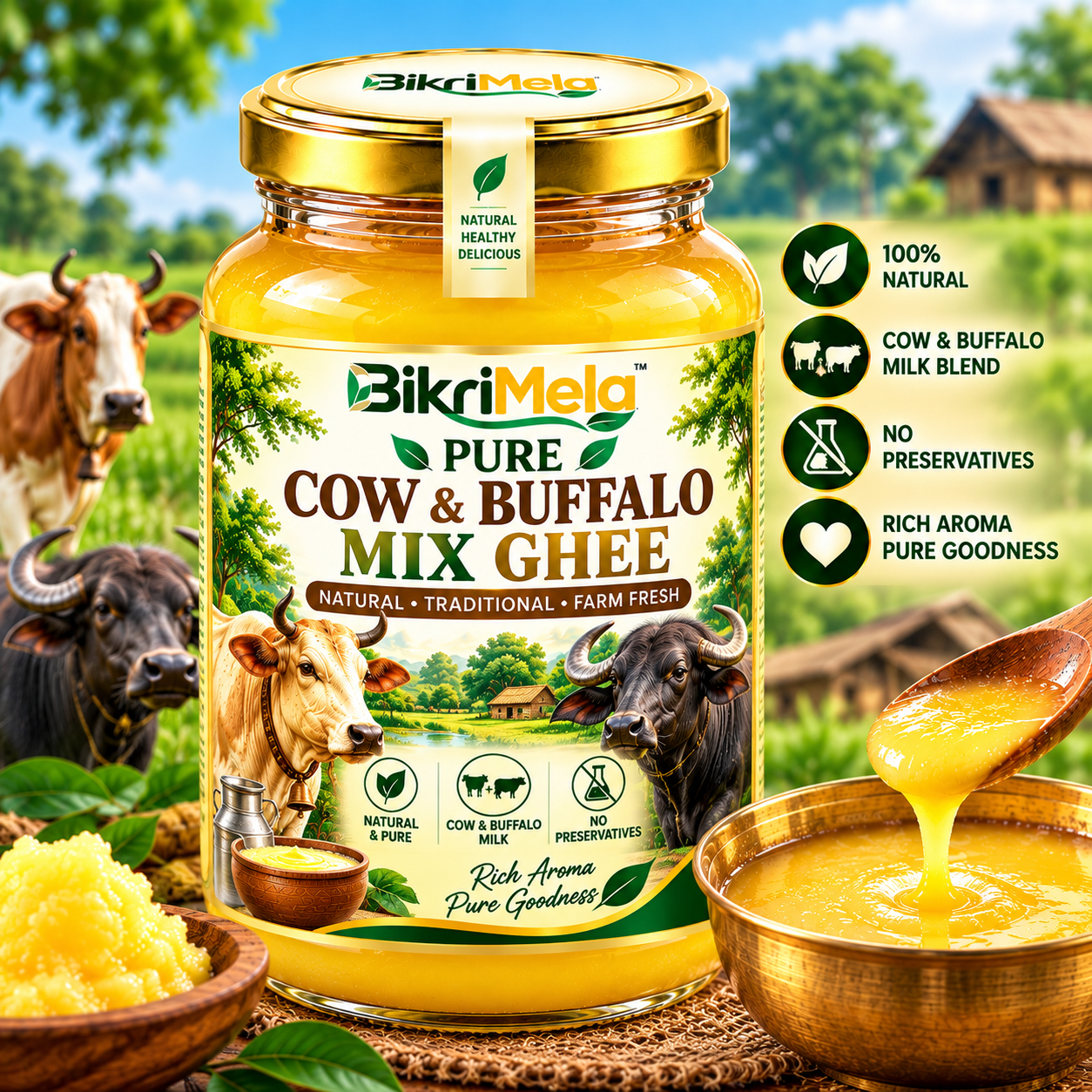 Cow & Buffalo Mix Ghee 100% Pure